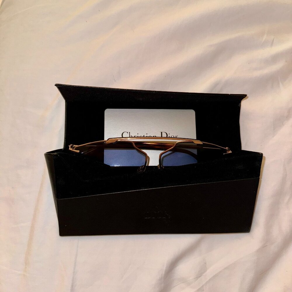 Dior Sunglasses Brown Frame Blue Lens
